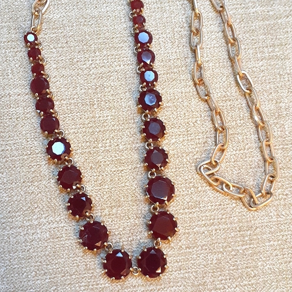 Red and Gold Layered Gemstone Necklace - Picture 7 of 7
